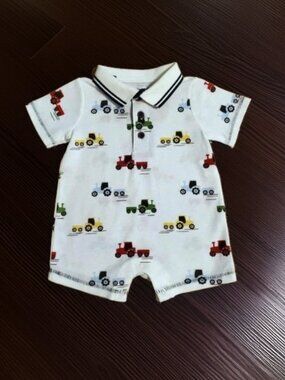 NWT Mud Pie Tractor Romper Size 6-9m